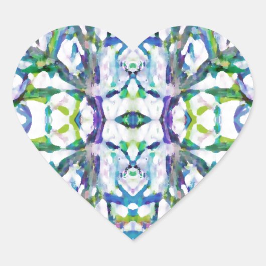 Blue Psychedelic Pattern Herz-Aufkleber (Vorderseite)