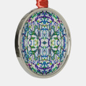 Blue Psychedelic Pattern Silbernes Ornament (Rechts)