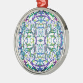 Blue Psychedelic Pattern Silbernes Ornament (Links)