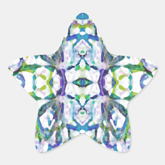 Blue Psychedelic Pattern Stern-Aufkleber (Vorderseite)