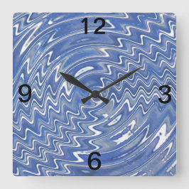 Blue Psychedelic Square Wand Clock Quadratische Wanduhr