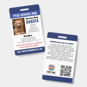 Blue PTSD Service Dog QR-Foto-ID Ausweis (Vorder- & Rückseite)