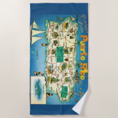 Blue Puerto Rico Greetings Beach Towel Strandtuch (Vorderseite)
