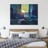 Blue Pulse Detroit Sunset - Electric City Vibes Leinwanddruck (Insitu (Schlafzimmer))