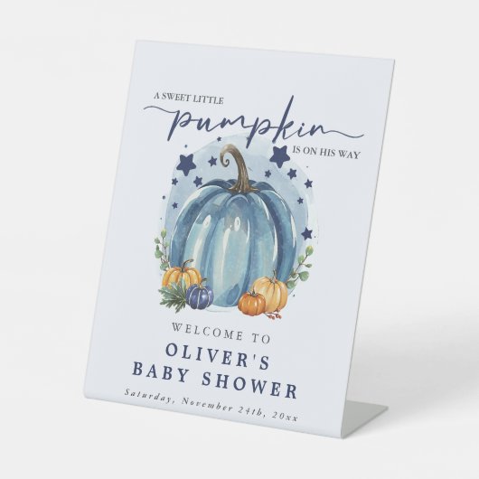 Blue Pumpkin auf dem Weg Junge Dusche Willkommen Sockelschild (Vorderseite)
