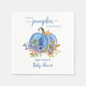 Blue Pumpkin Autumn Floral Baby Shower Serviette (Vorderseite)