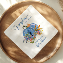 Blue Pumpkin Autumn Floral Baby Shower Serviette