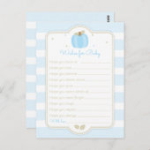 Blue Pumpkin Baby Boy Dusche Wünsche für Baby Postkarte (Vorne/Hinten)