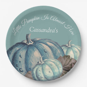 Blue Pumpkin Baby Boy Fall Dusche Pappteller