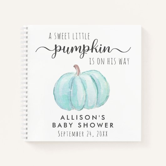Blue Pumpkin Baby Boy Shower Gästebuch Notizblock (Vorderseite)