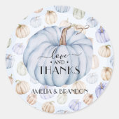 Blue Pumpkin Baby Dusche Danke Runder Aufkleber (Vorderseite)