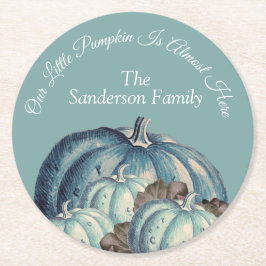 Blue Pumpkin Baby Dusche Runder Pappuntersetzer