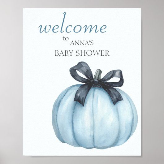 Blue Pumpkin Baby Dusche Willkommen Poster (Vorne)