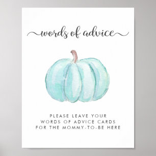 Blue Pumpkin Baby Dusche Worte der Ratschläge fall Poster