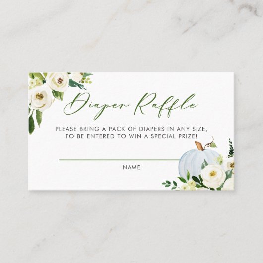 Blue Pumpkin Baby Duwer Game Diaper Raffekarte Visitenkarte (Vorderseite)