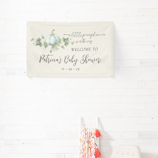 Blue Pumpkin Baby Duwer Party Dekor Zeichen Banner (InSitu)