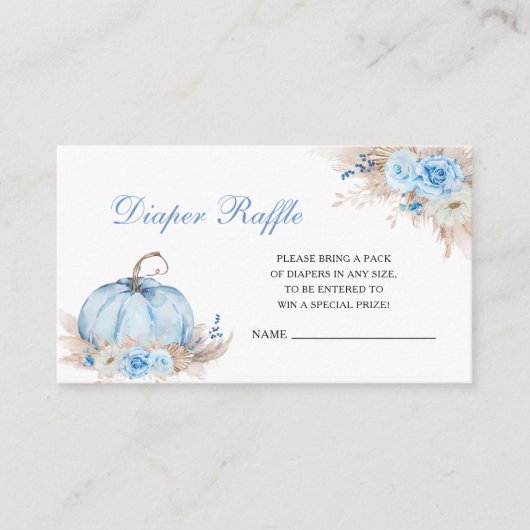 Blue Pumpkin Baby Duwer Windelwanne Einsteckkarte Begleitkarte (Vorderseite)