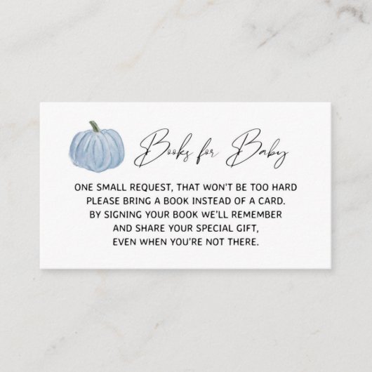 Blue Pumpkin Baby Showbücher für Babykarten Begleitkarte (Vorderseite)