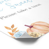 Blue Pumpkin Baby Shower Babys sind Sweet Sign Poster (Ecke)