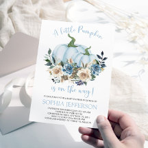 Blue Pumpkin Baby Shower Einladung