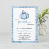 Blue Pumpkin Baby Shower Einladung | Herbstthema (Stehend Vorderseite)