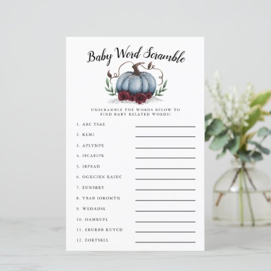 Blue Pumpkin Baby Word Scramble Game (Stehend Vorderseite)
