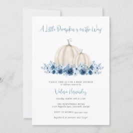 Blue Pumpkin Bilingual Spanish English Baby Dusche Einladung