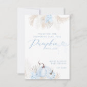 Blue Pumpkin Boho Floral Boy Baby Dusche Dankeskarte (Vorderseite)