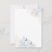 Blue Pumpkin Boho Floral Boy Baby Dusche Dankeskarte (Rückseite)