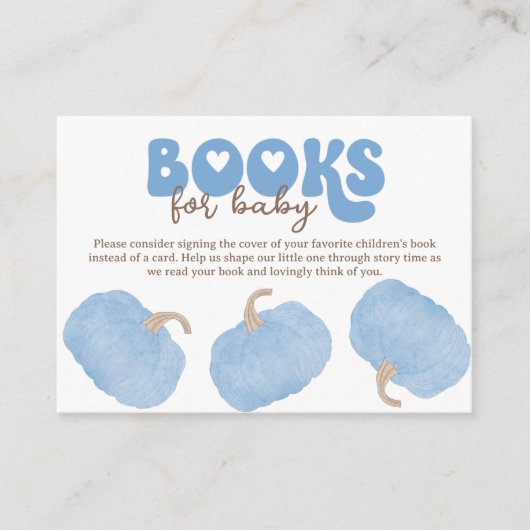 Blue Pumpkin Books für die Babyverpackungskarte Begleitkarte (Vorderseite)