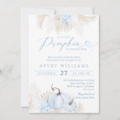 Blue Pumpkin Bow Boho Floral Boy Baby Dusche Einladung (Vorderseite)