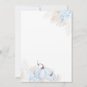 Blue Pumpkin Bow Boho Floral Boy Baby Dusche Einladung (Rückseite)