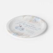 Blue Pumpkin Bow Boho Floral Boy Baby Dusche Pappteller (Schrägansicht)