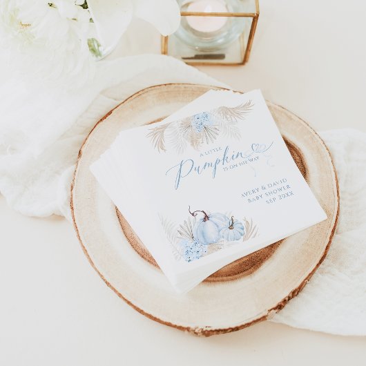 Blue Pumpkin Bow Boho Floral Boy Baby Dusche Serviette