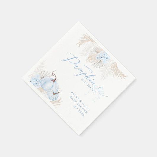 Blue Pumpkin Bow Boho Floral Boy Baby Dusche Serviette (Ecke)