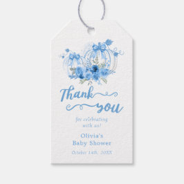 Blue Pumpkin Bow Boy Baby Dusche Danke Geschenkanhänger