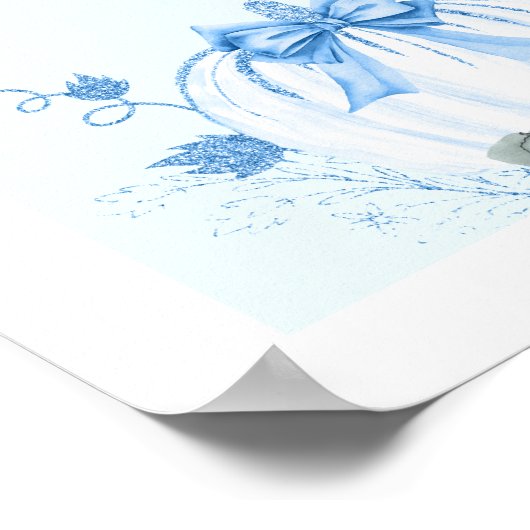 Blue Pumpkin Bow Boy Baby Dusche Willkommen Poster (Ecke)