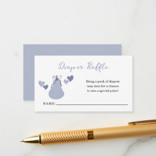 Blue Pumpkin Bow Boy Baby Dusche Windel Raffel Begleitkarte