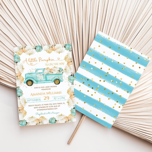 Blue Pumpkin Boy Baby Dusche Einladung