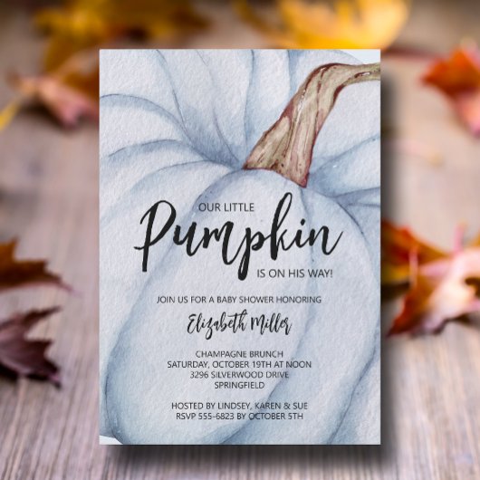 Blue Pumpkin Boy Baby Dusche Einladung