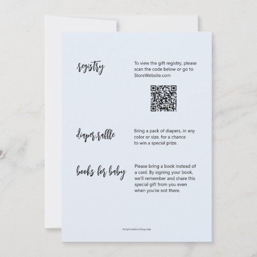 Blue Pumpkin Boy Baby Dusche in einem Einladung (Rückseite)