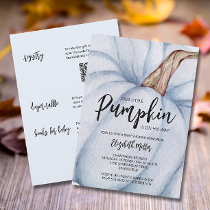 Blue Pumpkin Boy Baby Dusche in einem Einladung