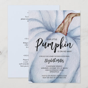 Blue Pumpkin Boy Baby Dusche in einem Einladung