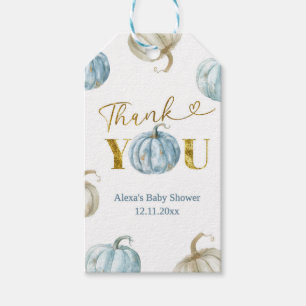 Blue Pumpkin Boy Baby Dusche Tag Geschenkanhänger