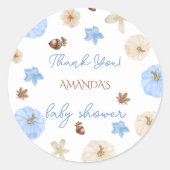 Blue Pumpkin Boy Baby Dusche Vielen Dank Runder Aufkleber (Vorderseite)