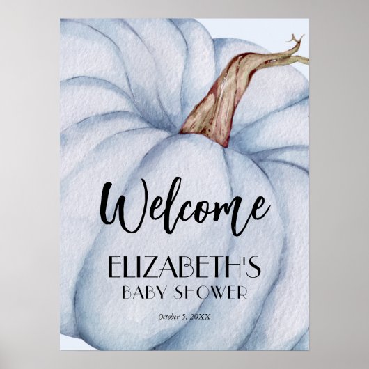 Blue Pumpkin Boy Baby Dusche Willkommen Poster (Vorne)