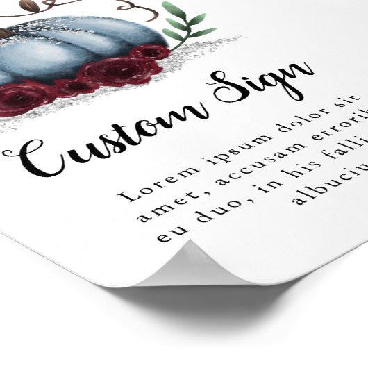 Blue Pumpkin Boy Baby Duschzeichen Poster (Ecke)