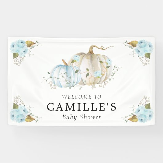 Blue Pumpkin Boy Baby Showbanner Party Banner (Horizontal)