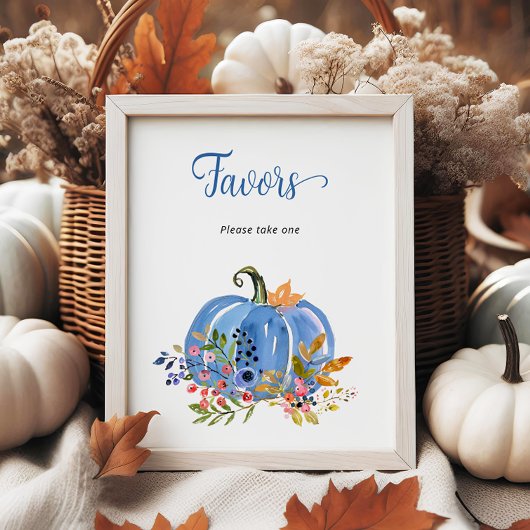 Blue Pumpkin Boy Baby Shower Favoriten Poster