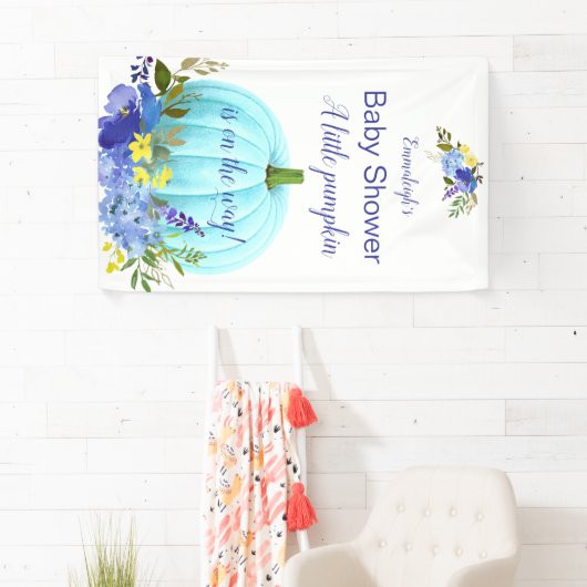 Blue Pumpkin Custom Baby Dusche Banner (Insitu)